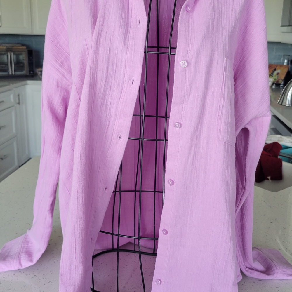 LOFT Ladies' Light Pink Casual Button Down Shirt